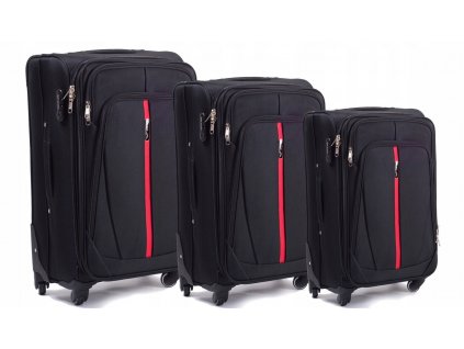 Cestovní kufry Wings 1706,textilní ,sada 3 kusů ,M,L,XL, černo-červená