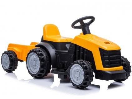 Traktor na akumulátor  s vozíkem žlutý