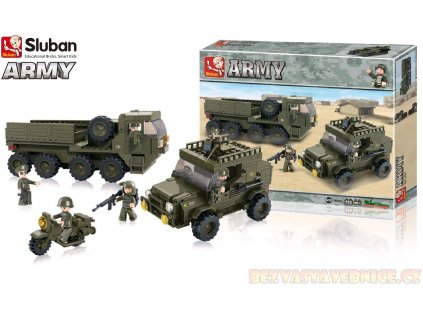 Stavebnice SLUBAN B0307 - Army Serie Zásobovací Oddíly, 455 dílků