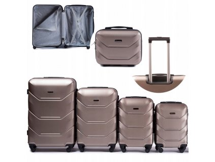 Cestovní kufry WINGS 147 , sada 4kusů S,M,L,XL +kosmetický kufřík,bronzová