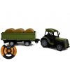 Zelený traktor s přívěsem na balíky sena na dálkové ovládání 2.4G