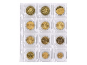 Listy na mince - pro 12 mincí o průměru 50mm (Barva prokládacího listu Červená)