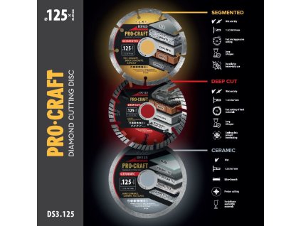 Sada diamantových kotoučů 125mm Procraft DS3.125 MiHu Shop.cz