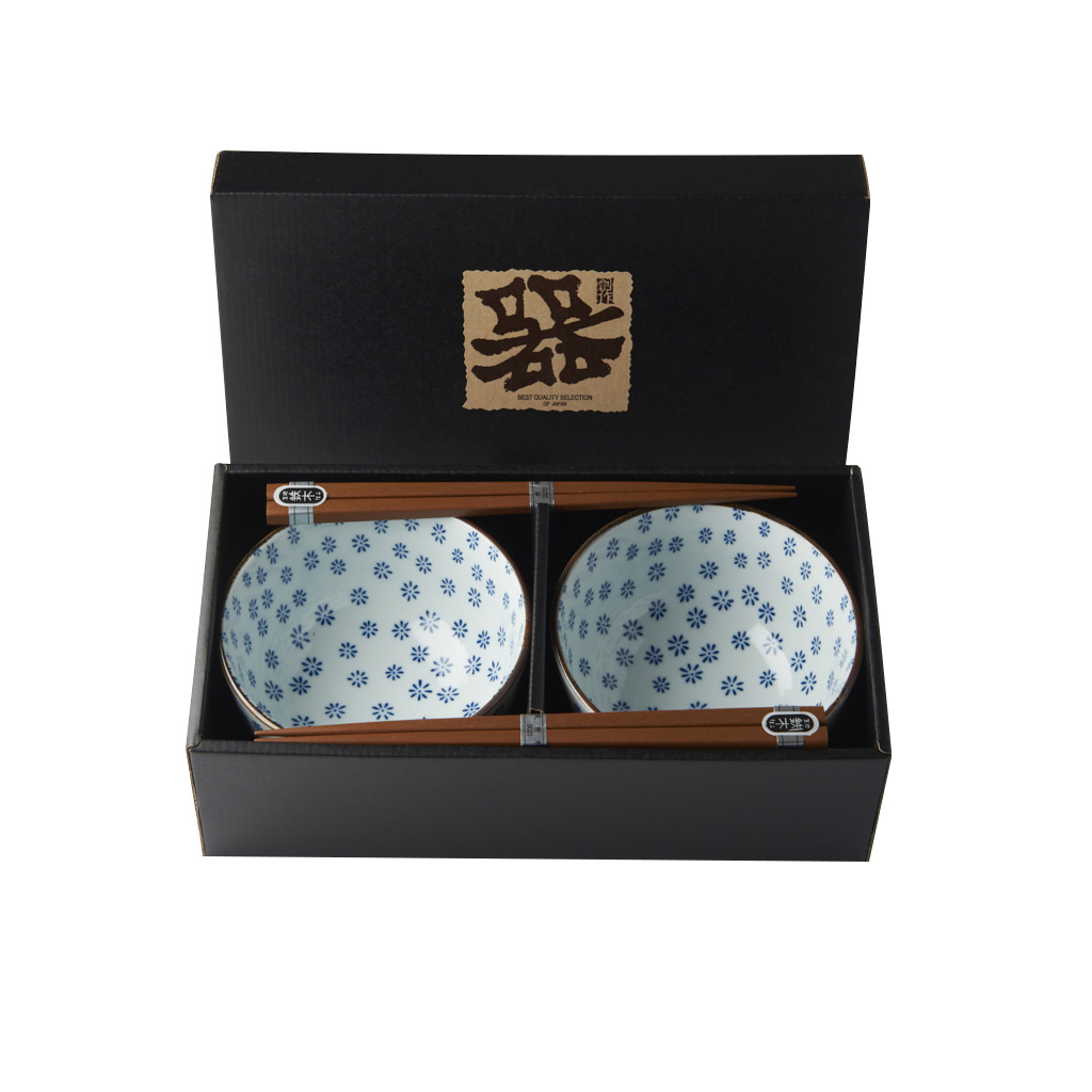 Bowls And Chopsticks Set Snowflake Design Made In Japan Europe
