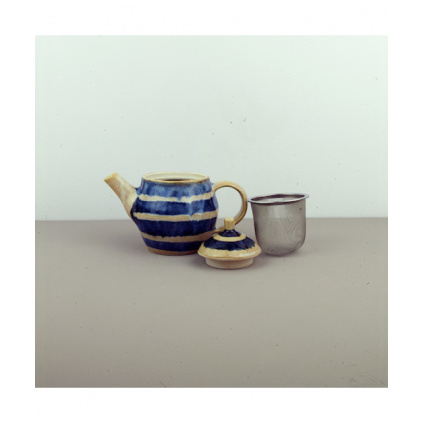 Teapot with Strainer, TEACUP, blue-beige
