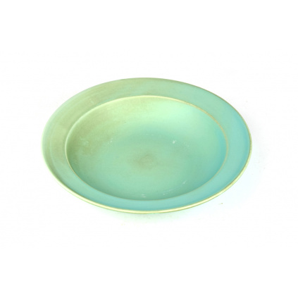Plate with wide rim, blue and green 21,5 x 4,5 cm