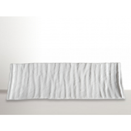 Rectangular sushi plate Crumpled, white, 33 x 11 cm