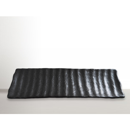 Rectangular sushi plate Crumpled, metallic, 33 x 11 cm