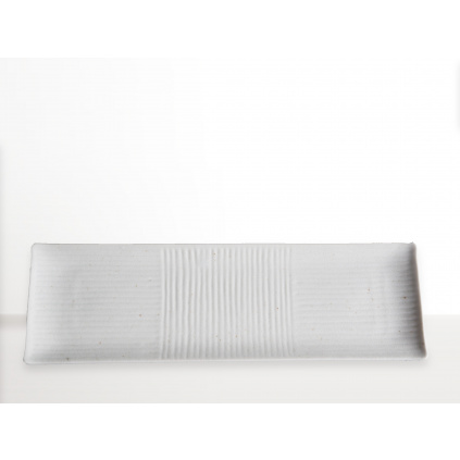 Rectangular sushi plate Lines, white, 33 x 10 cm