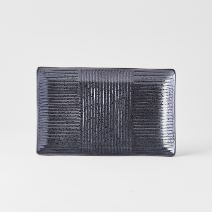 Rectangular sushi plate Lines, black, 21 x 13 cm