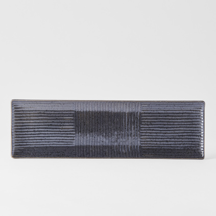 Rectangular sushi plate Lines, black 33 x 10 cm