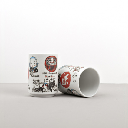 Mug with Japanese Symbols of Happiness, Mug Sushi