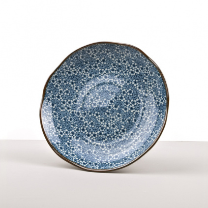 Round Plate DK Blue Flower 23 cm
