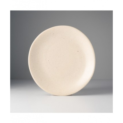 Round Plate with Patchy Edge 24 x 25 cm, sand