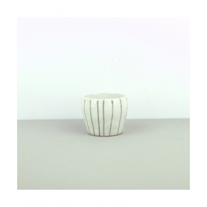 Tea bowl TEACUP white with grey stripes