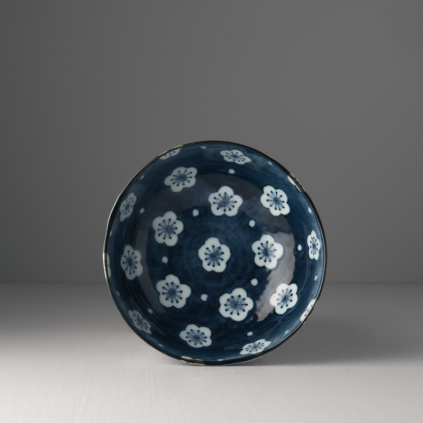 Irregular shape bowl Navy & White Blossom 17 cm