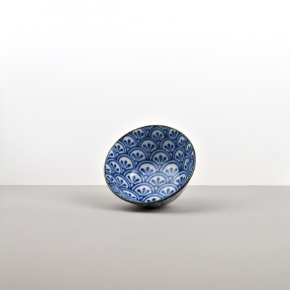 Medium bowl 3 Petal Crest Indigo Ikat 13 cm