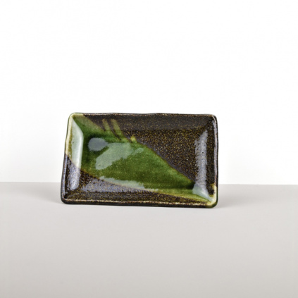 Sushi Plate, 21 x 13 cm, brown and green