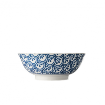 Large Bowl 3 Petal Crest, INDIGO IKAT, 19 cm