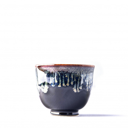 Teacup Black with Bright Blue Drip 150 ml