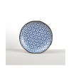 Round Plate Herringbone INDIGO IKAT 23 cm