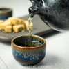 Black with Bright Blue Drip Sake Cup 50 ml