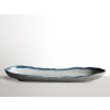 Oval sushi plate with blue rim 33 x 10 cm