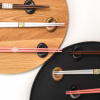 Chopsticks Rest Pebble Brown with Green Splash