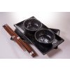 Sushi Set MT black with stylized flowers 4 pcs with Chopsticks