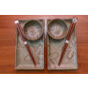 Sushi Set Green with Stylized Flowers 4 pcs with Chopsticks