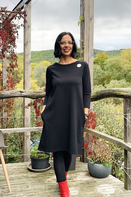 SA1665 BASIC AqL Úpletové šaty mírné áčko