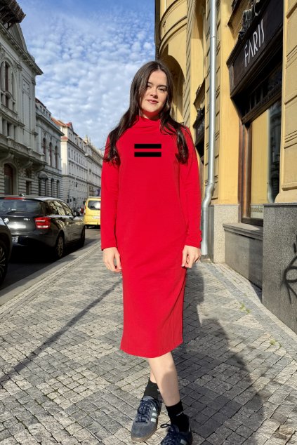 cervene mikinosaty s kapuci midi