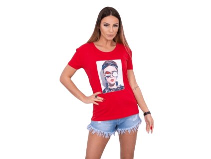Dámské tričko s potiskem červené - hlavní obrázek