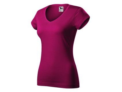 Fit V-neck tričko dámské fuchsia red - hlavní obrázek