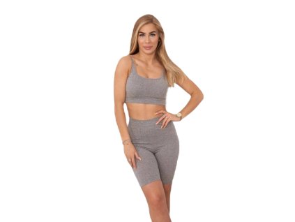 Sportovní set Top + legíny šedá - hlavní obrázek