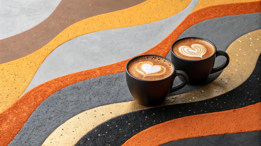 Dvě šálky kávy s latte art