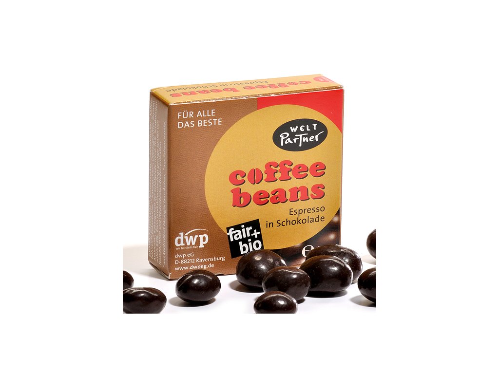 BIO kávová zrna v hořké čokoládě, 25 g