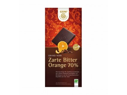 BIO hořká čokoláda 70% pomeranč. olej, 100 g