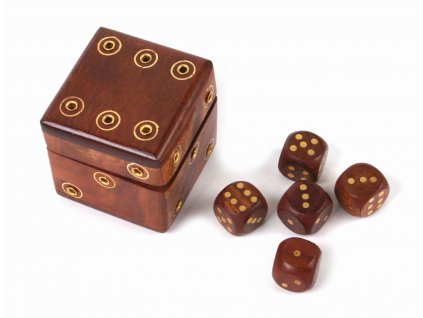 Kostka - dřevěná krabička - 5 kostek