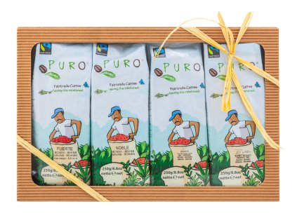 Fairtrade degustační balíček Puro set zrnkových káv 4 x 250 g