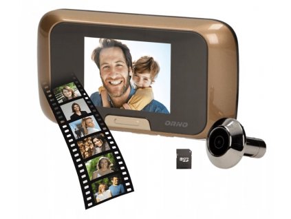 Digitální dveřní kukátko s kamerou ORNO OR-WIZ-1101, 3,2" LCD, zlaté