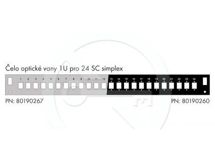 Čelo optické vany 1U pro 24SC simplex/LC duplex/E2000 BK