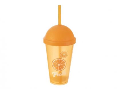 Pohár s víčkem a brčkem ORION Fresh orange 0,5l