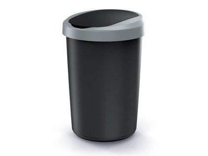 Koš odpadkový COMPACTA R FLAP černý se světle šedým víkem 40l