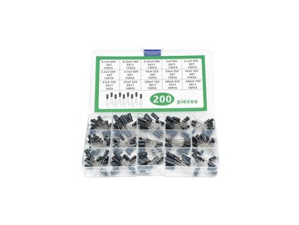 Sada elektrolytických kondenzátorů 200ks (0,1uF - 220uF)