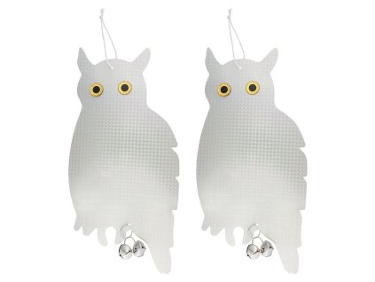 Plašič ptáků Sova, reflexní, s rolničkou, 41,5x20cm, 2ks