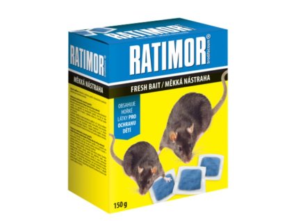 Nástraha na myši Ratimor brodifacoum čerstvá návnada 150g, krabička