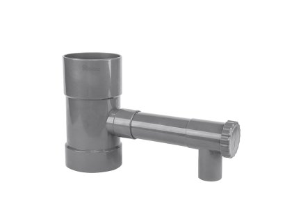 Sběrač dešťové vody s ventilem, 90mm, šedý