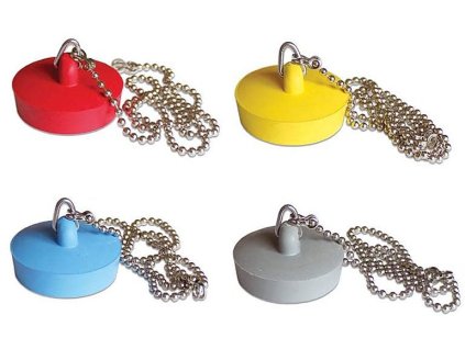 Zátka barevná 3/2" průměr 43mm - dřezová se řetízkem