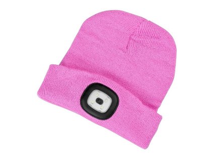 Čepice LED dětská, 4x SMD LED, USB nabíjení, růžová, M